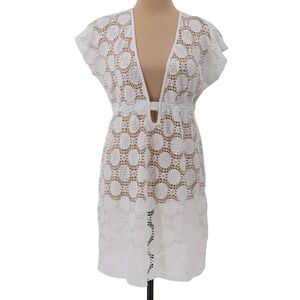 Blue Island Crochet Lace Swim Cover Dress Beach Poolside Vacation Resort  Size M